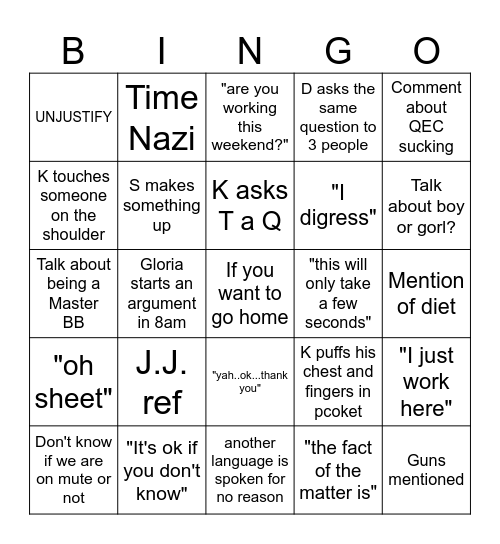 friyay Bingo Card