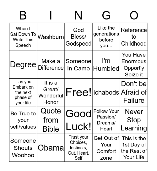 Washburn Bingo Card