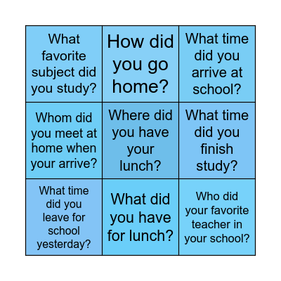 SIMPLE PAST ACTIVITIES - MRS. SHELLEY Bingo Card
