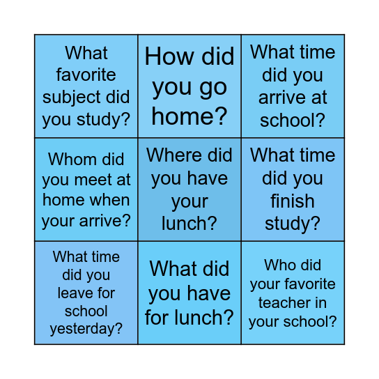 SIMPLE PAST ACTIVITIES - MRS. SHELLEY Bingo Card