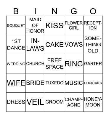 BRIDAL SHOWER BINGO Card