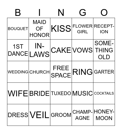 BRIDAL SHOWER BINGO Card