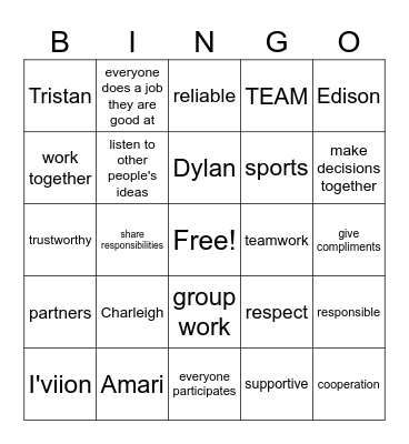 Teamwork Bingo Card