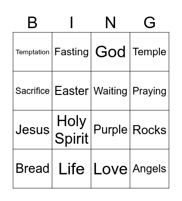 Lent Bingo! Bingo Card