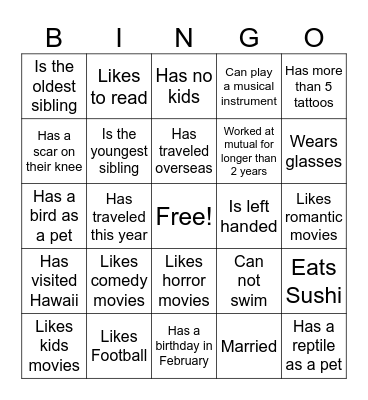 Team Sandy Bingo Card