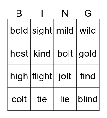 Phonics Review Bingo Card