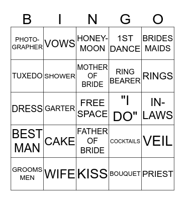 BRIDAL SHOWER BINGO Card