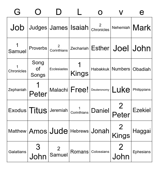 GOD's Love Bingo Card
