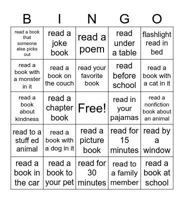 Reading BINGO Card