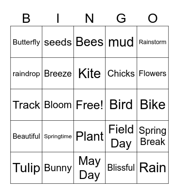 Spring Time Bingo Card