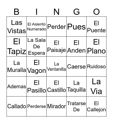 Spanish Bingo Card