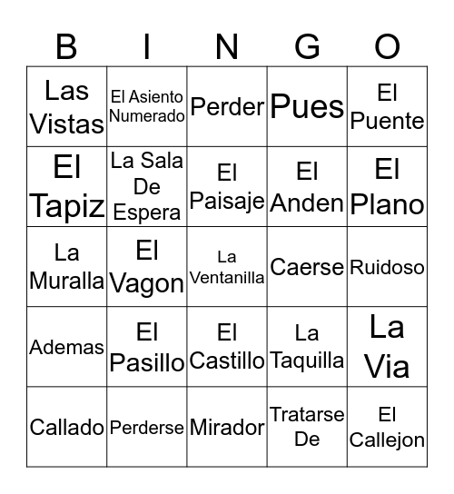 Spanish Bingo Card