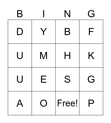 Alphabet Bingo Card