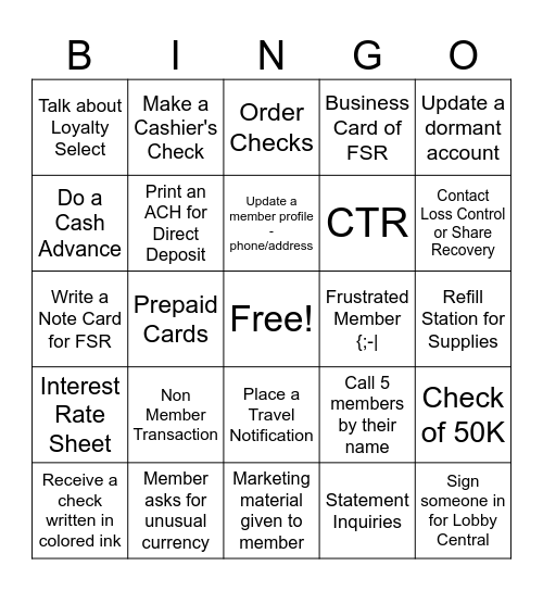 DT Teller Bingo Card