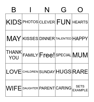 MOTHERS DAY BINGO Card