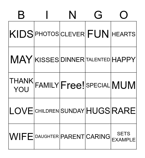 MOTHERS DAY BINGO Card