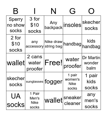 Accessory BINGO Card