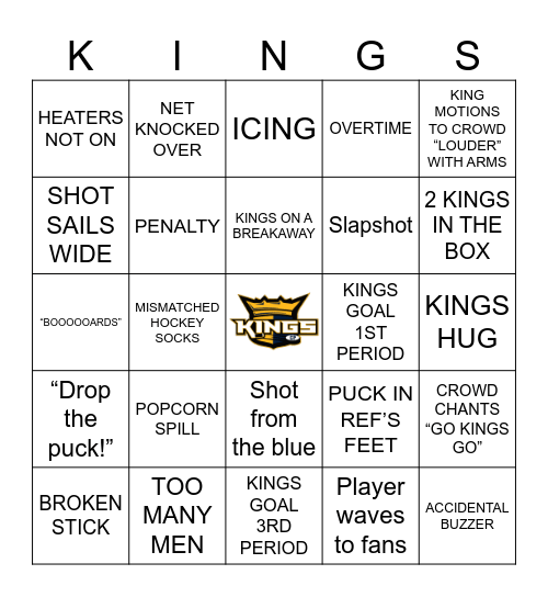 Kings Playoff Bingo Card