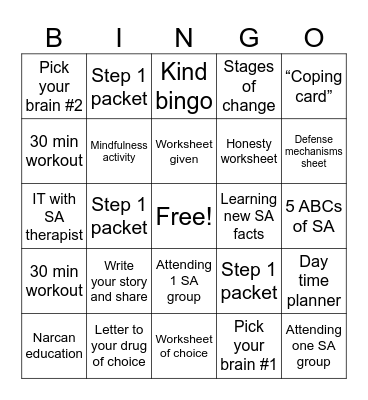 SA Bingo Card