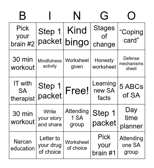 SA Bingo Card