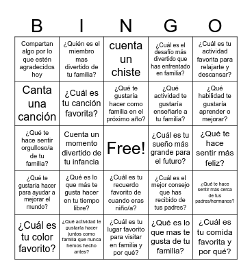 Preguntas para Conectar Bingo Card