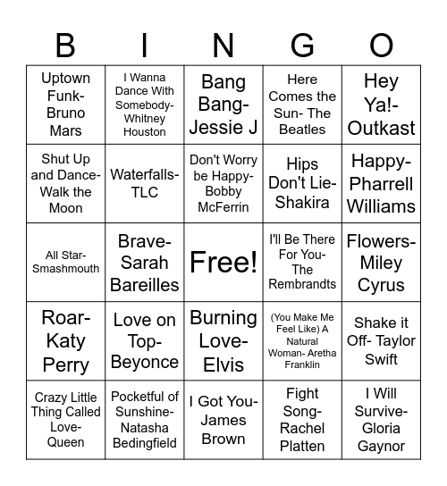 Music BINGO Card