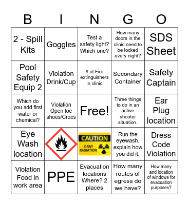 OSHA/Safety Bingo Card