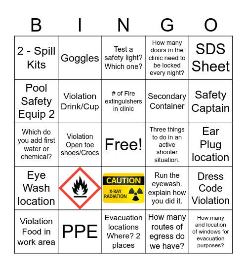 OSHA/Safety Bingo Card