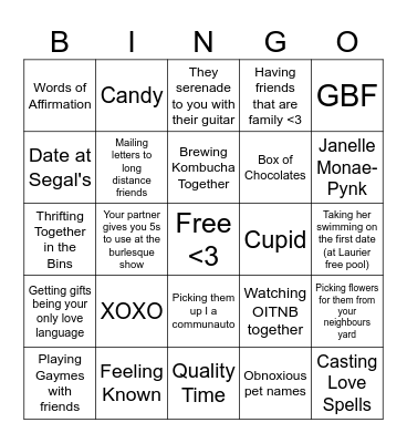 Galentine's Gay Bingo Card
