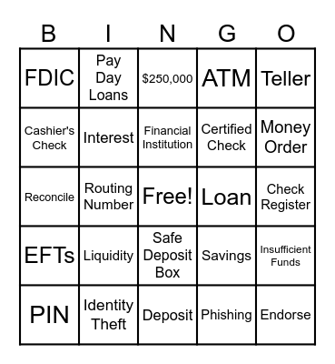 BANKING BINGO! Bingo Card
