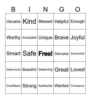 I Am Bingo Card