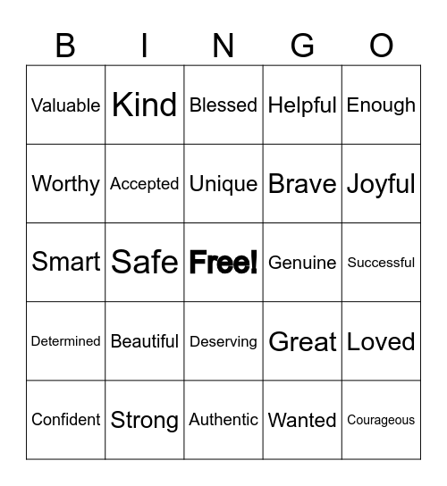 I Am Bingo Card