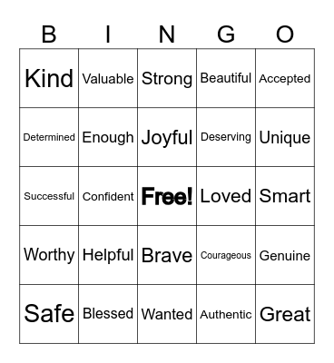 I Am Bingo Card
