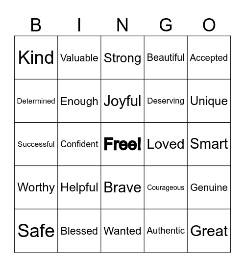 I Am Bingo Card