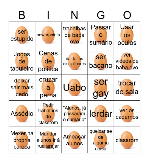 Bábá ovo Bingo Card