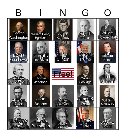 Presidents Day Bingo Card