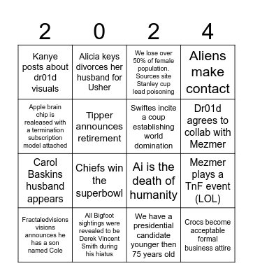 Bingo 2024 Bingo Card