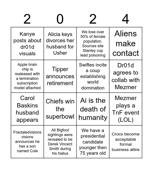 Bingo 2024 Bingo Card