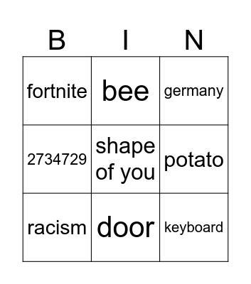 infinite craft Bingo Card