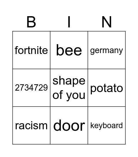 Infinite Craft Bingo Card