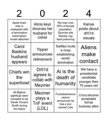 Bingo 2024 Bingo Card