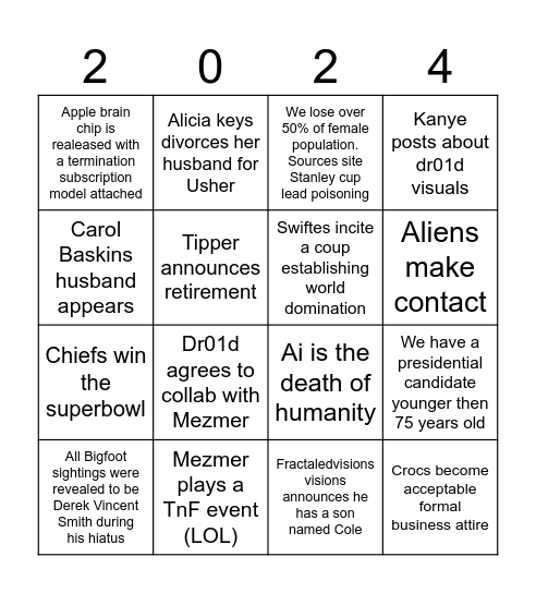 Bingo 2024 Bingo Card