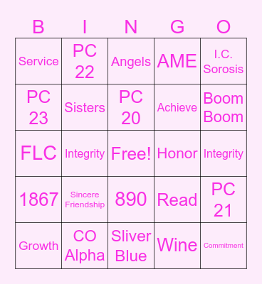 Pi Phi Bingo! Bingo Card