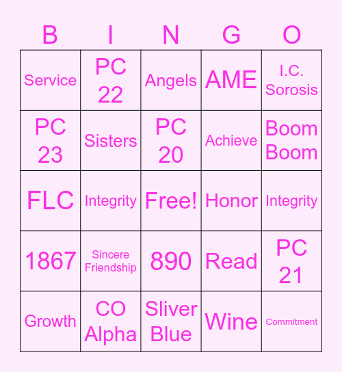 Pi Phi Bingo! Bingo Card