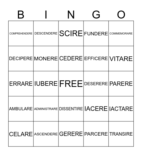 2 CP FINAL EXAM VERBS Bingo Card