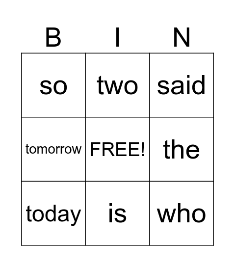 iPad Bingo Card