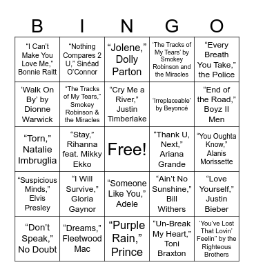 Break-Up Bingo Card