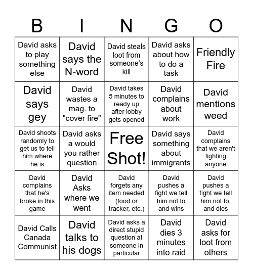 Hammer Bingo Card