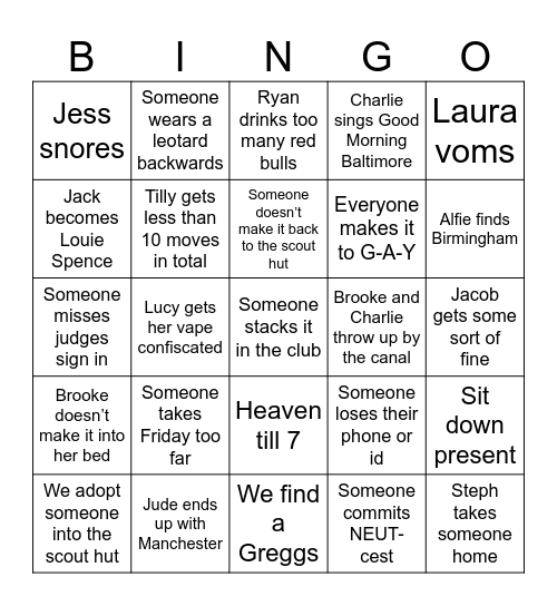 Man 24 Bingo Card