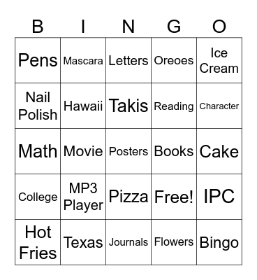 Random Words Bingo Card